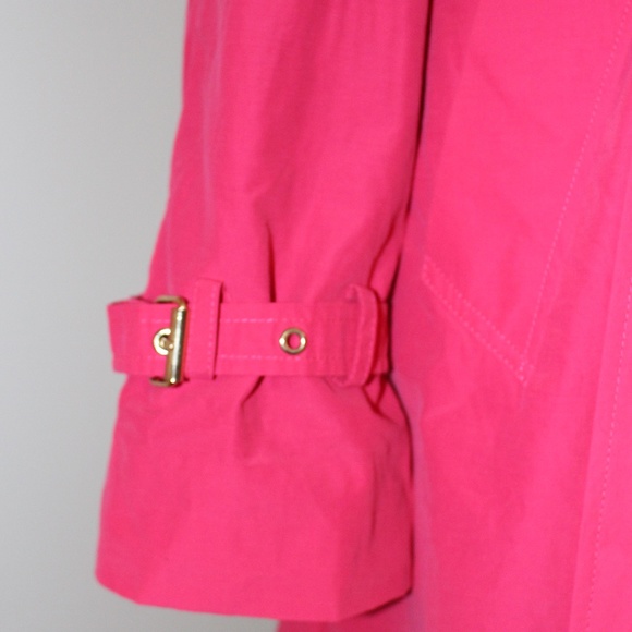 Isaac Mizrahi , Hot pink trench rain coat with Polka Dot Lining - Picture 7 of 13